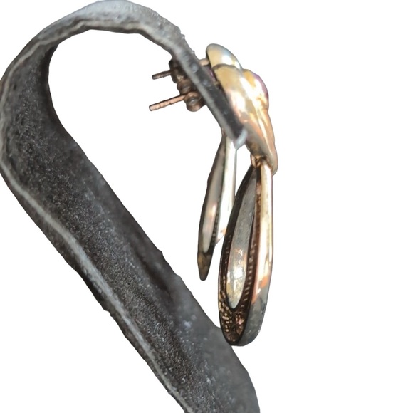 Elegant 14k Gold and Sterling Silver Amethyst Pierced Dangle Earrings - Picture 3 of 6